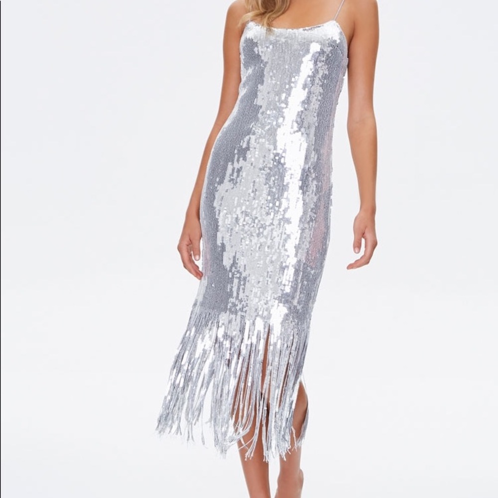 Sequin fringe cami dress